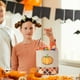thumbnail image 4 of Cesta de Almacenamiento de Lino Sintético con Diseño de Calabaza Fantasma de Halloween Bordada, Ideal para Centros Comerciales, Decoración Interior y Exterior., 4 of 6