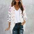 thumbnail image 2 of yoeyez Women Kimono Cardigans,Women's Floral Printed Puff Sleeve Tops Cover Up Summer Casual Loose Fit Blouses Loose Fit Multicolor,XL, 2 of 5