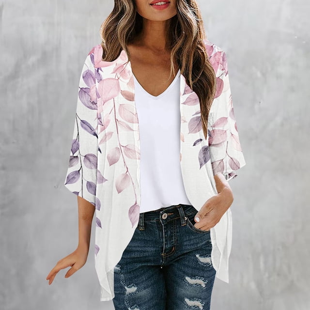 Cárdigan de manga larga para mujer, blusa informal estampada con bolsillo, abrigo tipo cárdigan para mujer