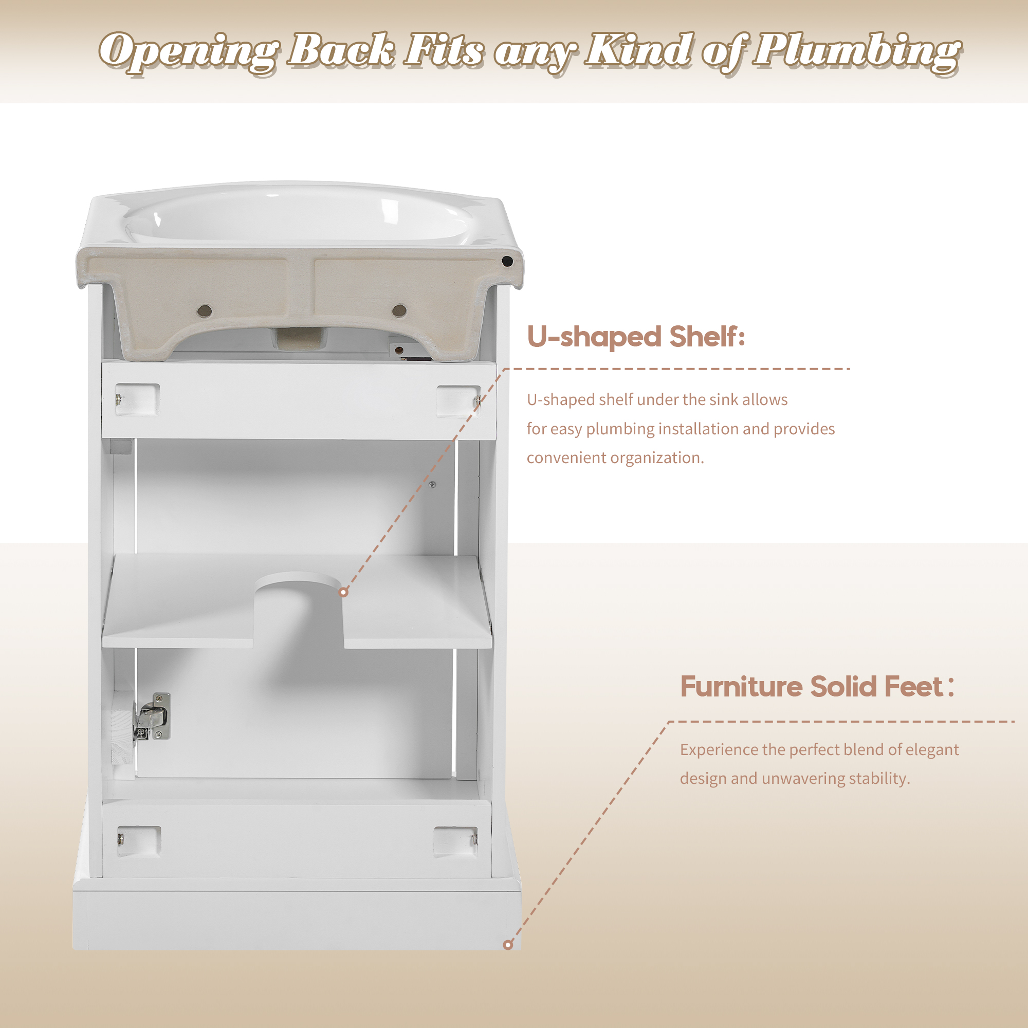 GARITIN Bathroom Vanity 20 Inch, Freestanding Single Vanity Set with Ceramic Sink and Soft Closing Door for Small Bathroom, White