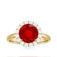 thumbnail image 4 of Rosec Jewels Certified Lab Grown Ruby Engagement Ring with Halo - Round Ruby Diamond Ring for Women (8 mm, AAAA Quality), 14K Yellow Gold, US 10.00, 4 of 8