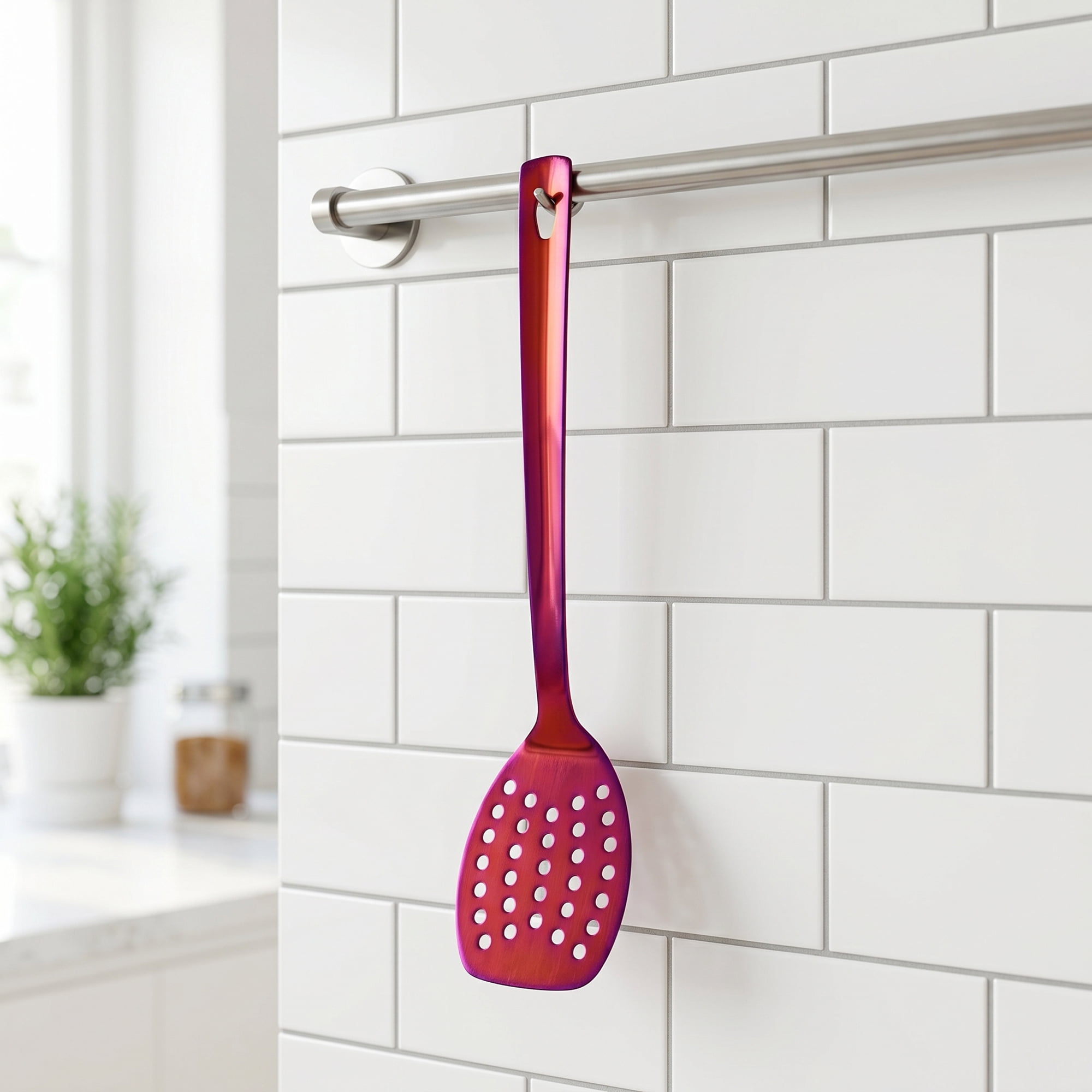 Unique Bargains Kitchen Heat-Resistant Cooking Tool with Long Handle Red 13x3.1 inch