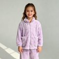 thumbnail image 3 of KAUOD Girls 2 Piece Plush Jackets Pants Set Plain Fuzzy Zip up Fuzzy Coats Soft Warm Straight Pants Outfits for Kids, 3 of 5