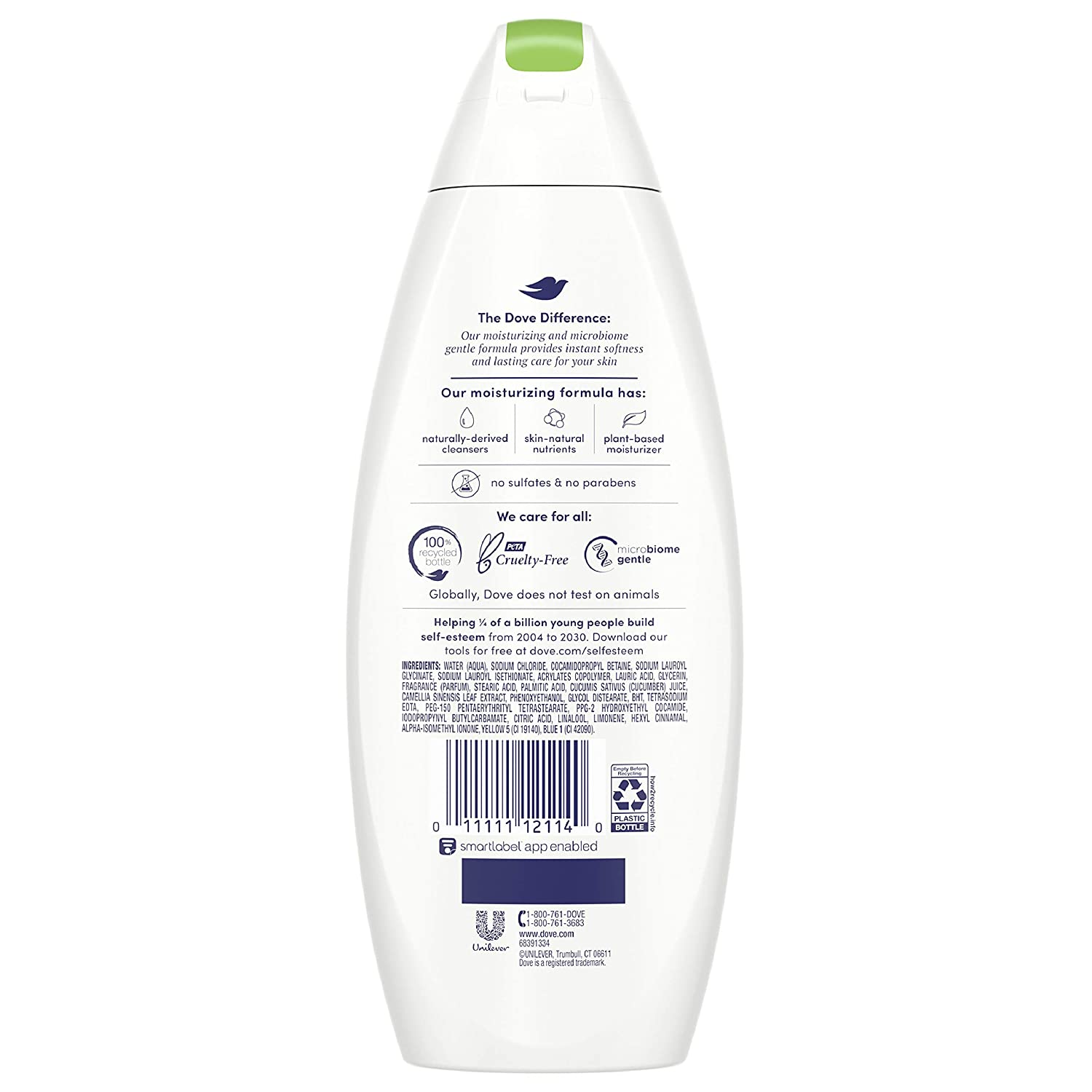 Dove All Day Moisturizing Body Wash, Cool Moisture For Normal Skin, 12 Oz, 2 Pack