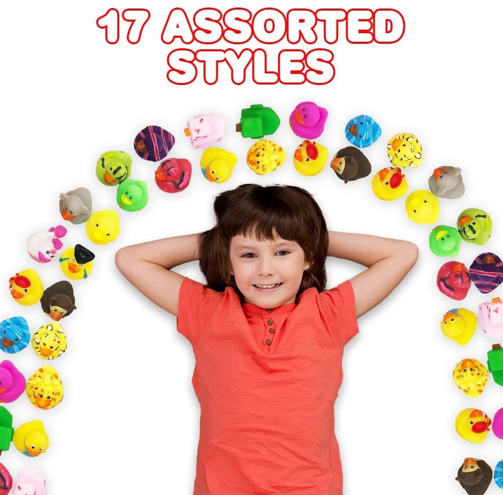 ArtCreativity Bulk Assortment Rubber Duckies Set - 50-pack Assorted Mini Pool, Bathtub, Lake Toys & Party Favors