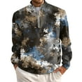 thumbnail image 2 of WTOBBY Men's Quarter Zip Pullover Turtleneck Long Sleeve Top with Camouflage Print Casual Military Style Shirt for Men in Cool Weather and Urban Outings,Blue M, 2 of 6
