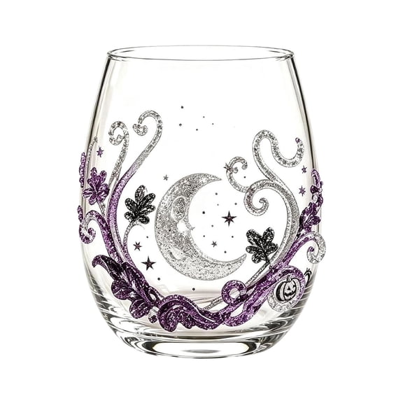 SLYNSHome Halloween Glass Cup, Stemless Drinking Glasses With Spooky Designs, Clear Cups For Cocktails Juices Iced Coffee Decor