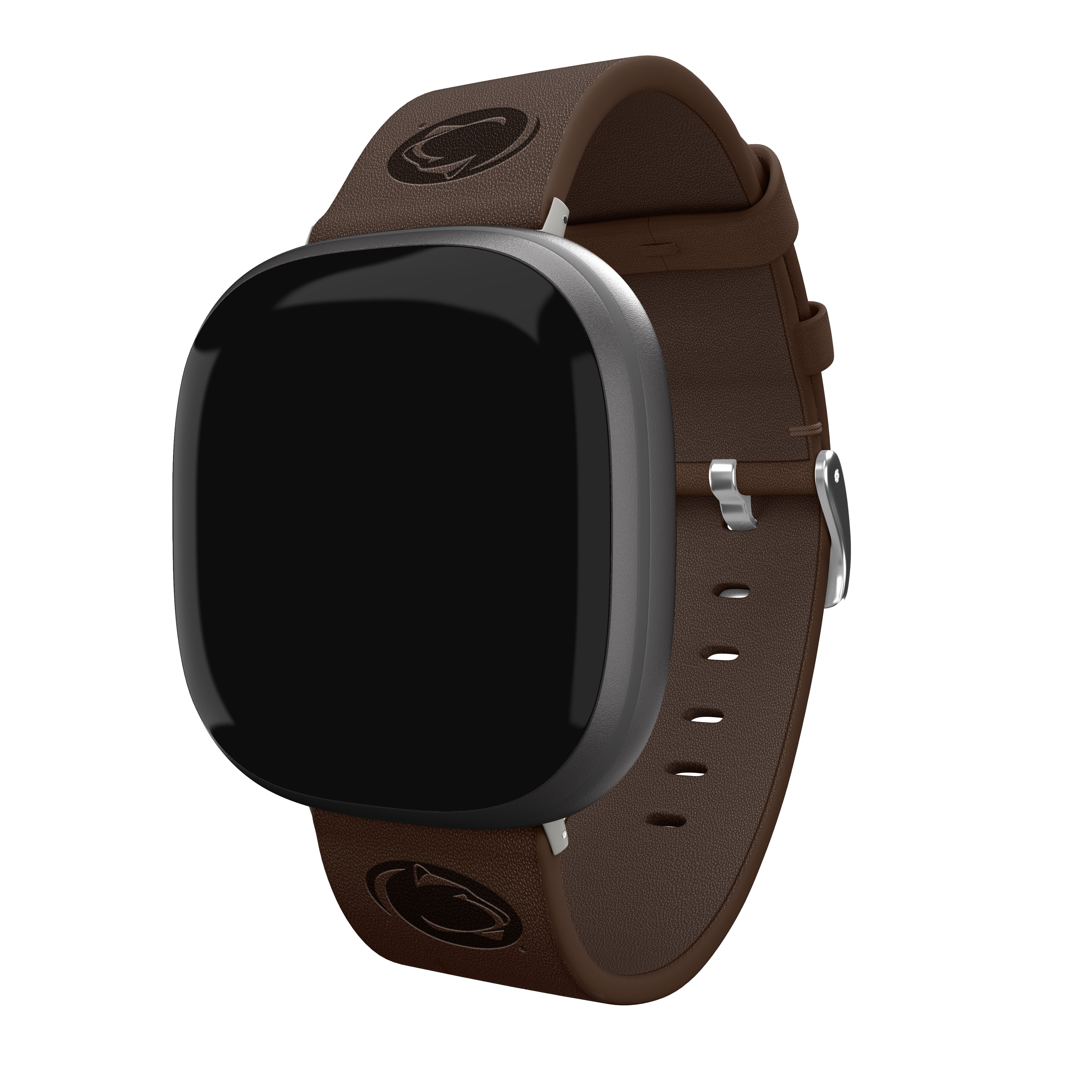 Penn St Premium Leather Unisex Watch Band for FitBit Versa 3 and Sense (Long Brown) by Affinity Bands