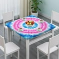 thumbnail image 3 of Colorful Mandala Tie Dye Pattern Square Fitted Tablecloth with Elastic Edge,Square Table Cover,Washable Elastic Table Cover for Home Kitchen Party Decor 34"x34", 3 of 6