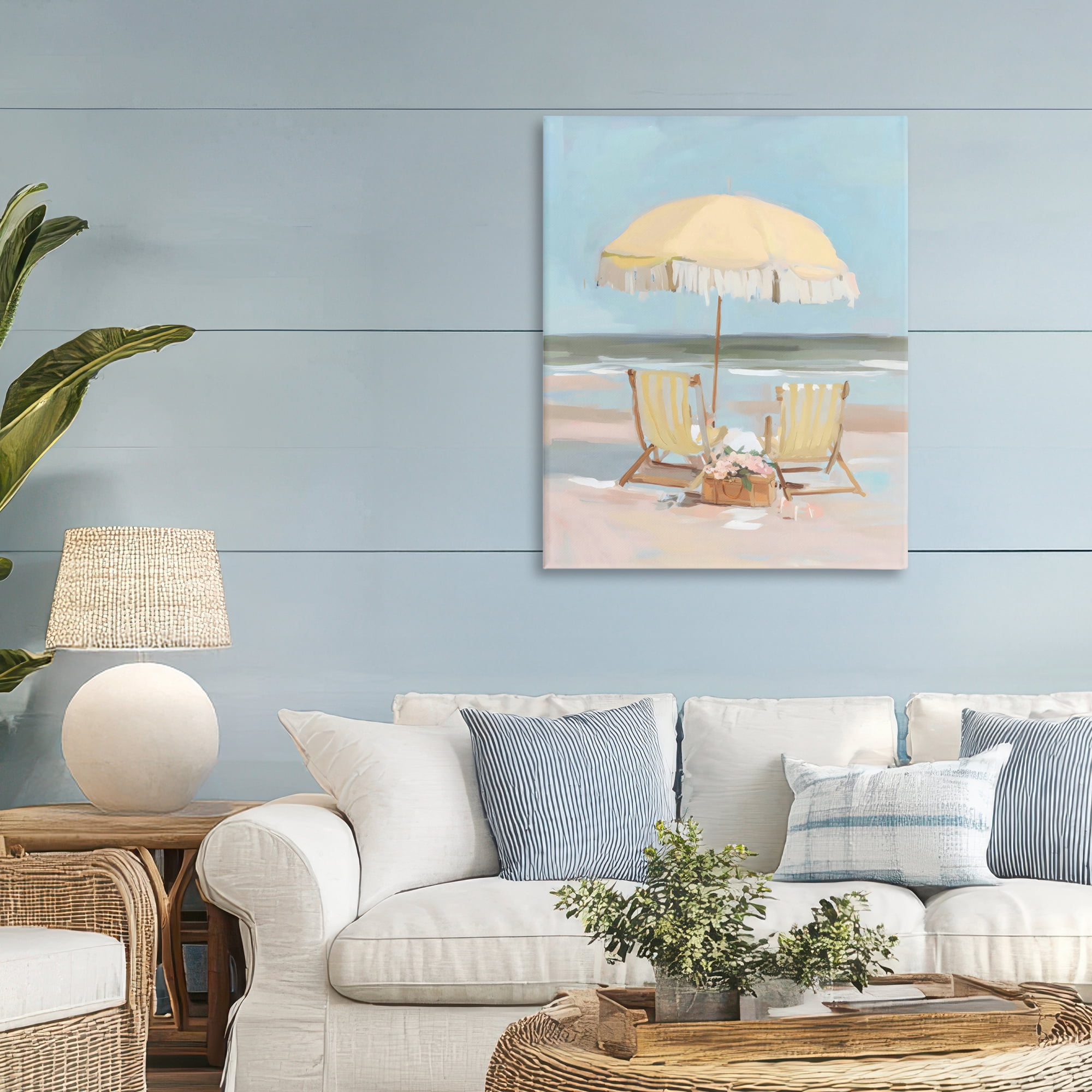 Stupell Industries Yellow Chairs Beach Relaxation Canvas Wall Art, design by Sisi and Seb