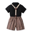 thumbnail image 4 of Letdown Toddler Boy Outfits Formal Suits: Dressy Short Sleeve Shirts with Bowtie Suspender Striped Shorts Pants Outfit Sets Summer Gentleman Wedding Outfits, 4 of 8