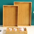 thumbnail image 2 of Wooden Tray 1PC Bamboo Tray Carved Tea Tray Tableware Rack Fruit Bread Dessert Tea Food Tray With Handle 40X28X4.5cm, 2 of 6
