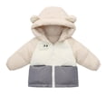 thumbnail image 2 of Parkas de manga larga, ropa de invierno para niños y niñas, chaqueta de plumón de terciopelo grueso para niños, chaqueta corta con capucha y bloques de color, tops de algodón para niños, 2 of 9
