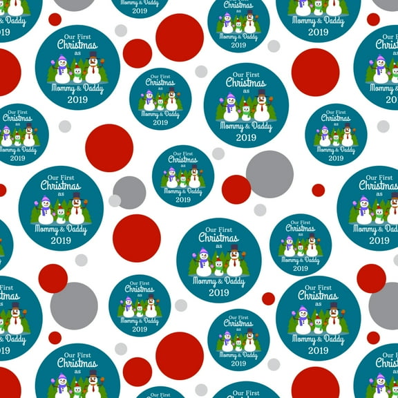 Our First Christmas as Mommy and Daddy 2019 Snowman Family Premium Gift Wrap Wrapping Paper Roll