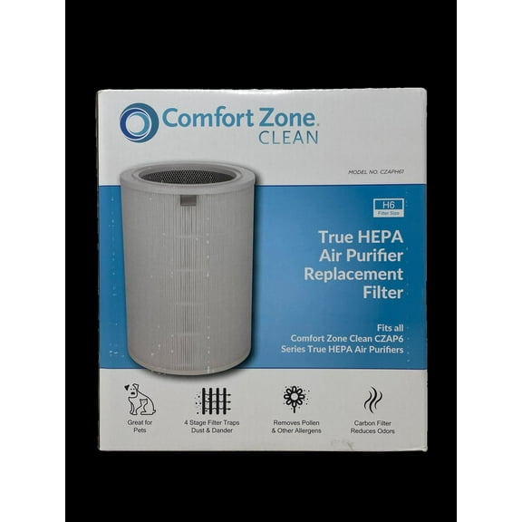 Comfort Zone True HEPA Air Purifier Replacement Filter - Size H6 Fits CZAP6