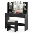 thumbnail image 2 of Costway Makeup Vanity Desk with Lighted Mirror Charging Station 3-Color Dimmable LED Lights Black, 2 of 9