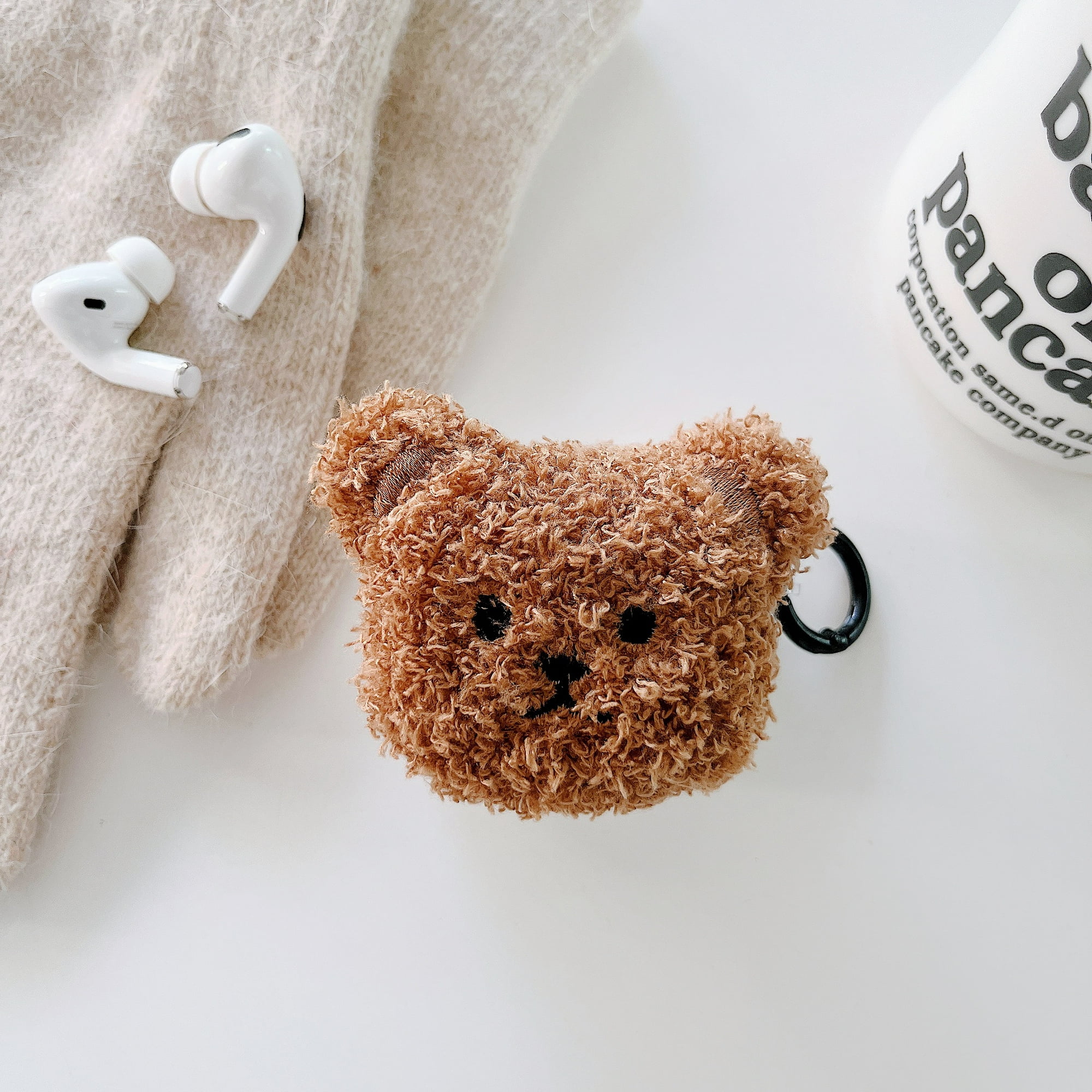 3D retro bear plush big earphone case for apple airpods pro