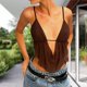 thumbnail image 3 of Chaleco Sin Mangas Y2K Mujeres Irregular Crop Top Girl Sexy Sling Vest Lace Up Streetwear (Marrón S) Ygjytge para Mujer Marrón T 18, 3 of 6