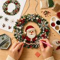 thumbnail image 6 of Christmas Santa Beaded Wreath DIY Kit, 2026 Complete Hand‑Beaded Front Door Wreath Craft Supplies, Festive Holiday Wall Hanging Decoration Set, 6 of 7