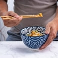 thumbnail image 6 of Japanese Ramen Udon Noodle Rice Bowl With Chopsticks Brush Swirl Design 20 fl oz 6 inch Diameter Bowl Sets Color Box Packaging, 6 of 8
