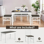 Costway 5pcs Dining Set Solid Wood Compact Kitchen Table & 4 Chairs Modern