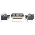 thumbnail image 4 of Modway Stance 6 Piece Outdoor Patio Aluminum Sectional Sofa Set in White Gray, 4 of 10