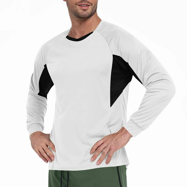 pstuiky mangas largas para hombre, Blusa informal de manga larga con cuello redondo y diseño deportivo de color liso para hombre Tops de talla grande para hombre m