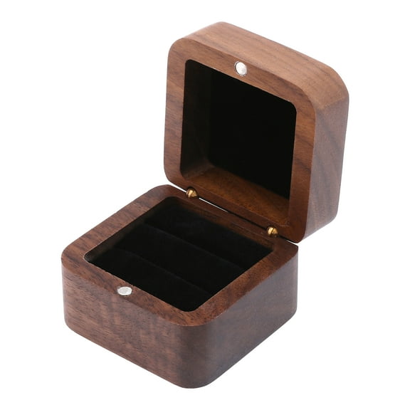 Unique Bargains Wood Ring Box Jewelry Storage for Proposal Black