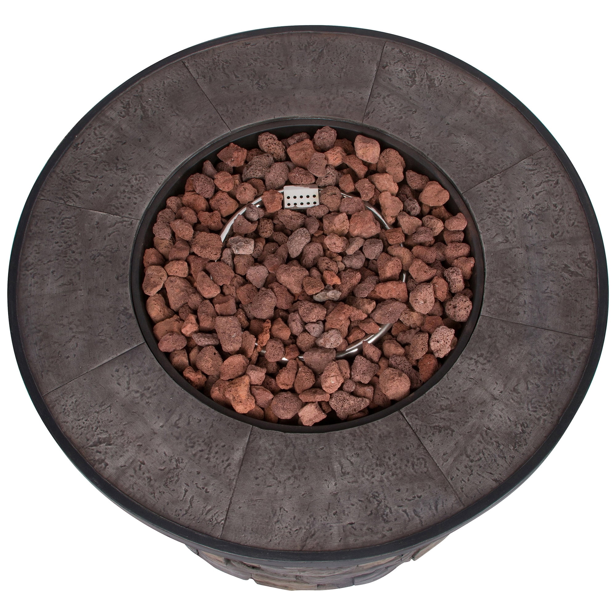 Shine Company 35" Round Propane Gas Fire Pit Table with Lava Rocks in Gray