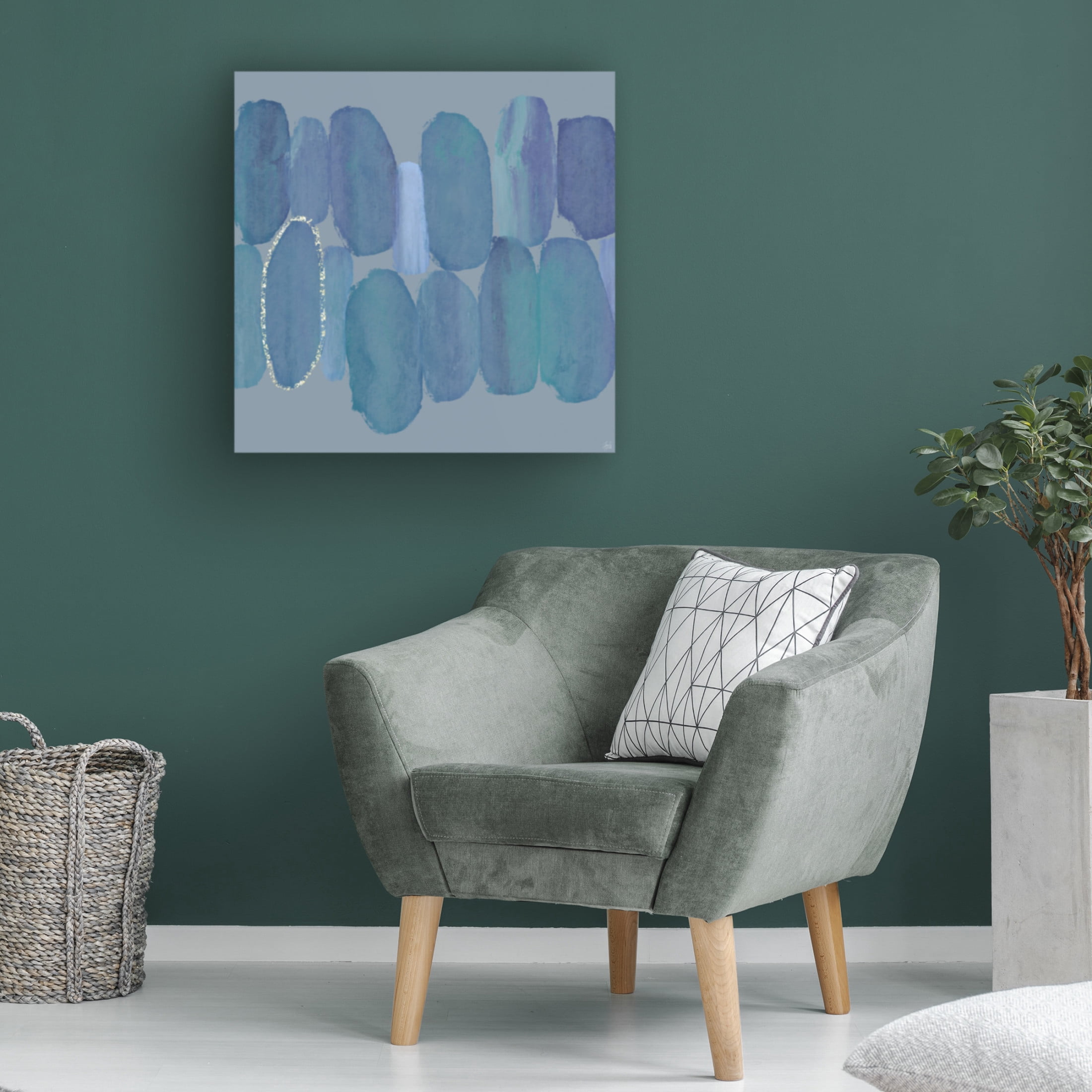 Canvas Wall Art - Line and Brush 'Textured Ovals 2' Wall Art for Living Room, Bedroom, or Office Décor by Trademark Fine Art - 24 x 24 Inches