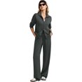 thumbnail image 5 of 2 Piece Sets for Women Stand Collar Zip Top and High Waist Wide Leg Pants, L, 5 of 5