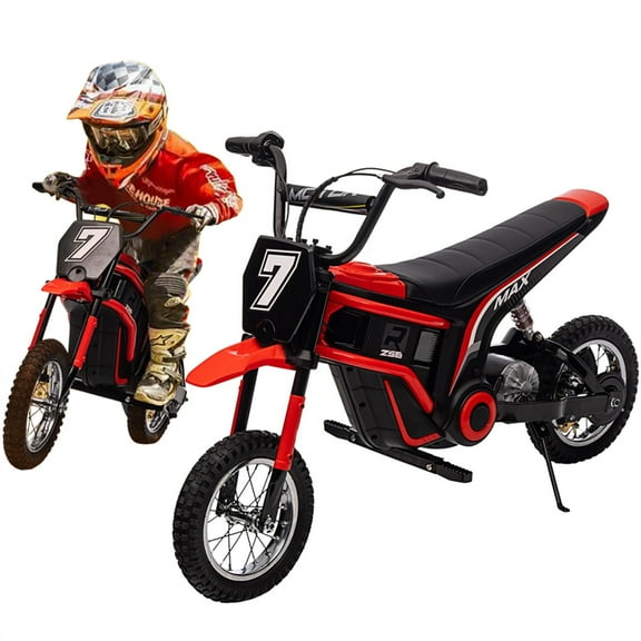 Juibresa 24V Electric Dirt Bike for Kids,Ride On Motorcycle Car with Powered 350W Brushless Motor for Boys and Girls,Max Speed 15MPH,2-Speeds,Max Weight 135 Lbs