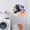 thumbnail image 7 of ZXCXRQFa Clock Watercolor Black Bird Wall Clock Vintage Battery Operated Silent Non Ticking Round Wooden Wall Clocks Decorative for Kitchen Living Room Bedroom Office Garden Outdoor 10 Inch, 7 of 7