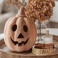 thumbnail image 4 of Orange Halloween Pumpkin Light Decoration, Rustic Handmade Resin Jack O Lantern with Flameless Candle, Fall Autumn Home Decor for Table Centerpiece Mantel and Shelf, 4 of 4