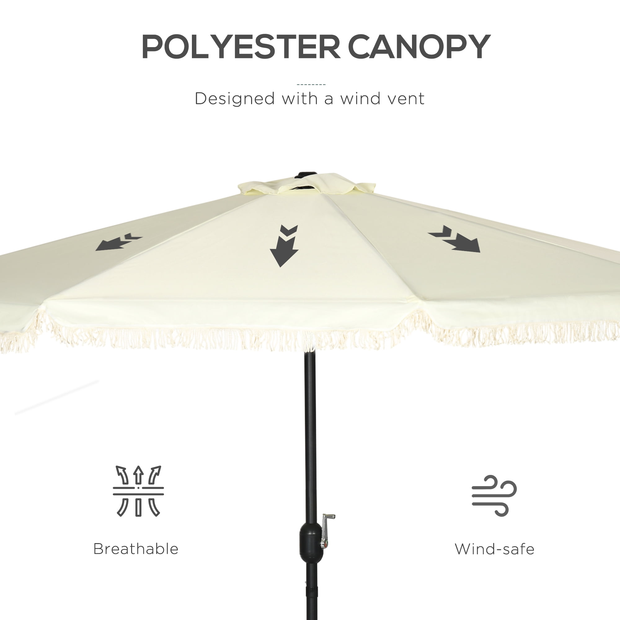 Outsunny 9ft Patio Umbrella with Tilt, Ruffled Outdoor Umbrella, Cream