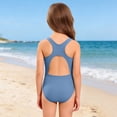 thumbnail image 6 of JAJAHO One Piece Swimsuit For Girls Racerback Athletic Training Solid Color Bathing Suit Full Coverage Swimwear For Kids 3-14 Years, 6 of 7
