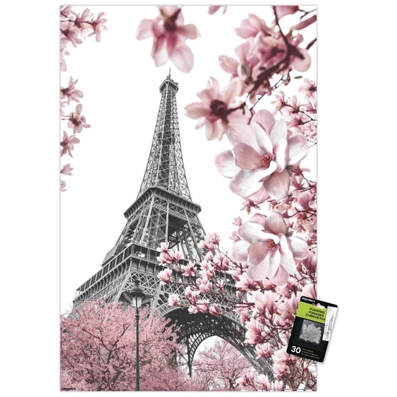 Reinders: Paris - Pink Eiffel Tower Wall Poster with Pushpins, 22.375" x 34"