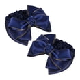 thumbnail image 1 of EeaseCA 2Pcs Bowknot Hair Snoods Golden Tuck Net Headdress Occupational Hair Bun Net for Class Work Daily (Blue), 1 of 7