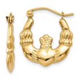 thumbnail image 1 of Quality Gold 10T899 10K Yellow Gold Polished Claddagh Hoop Earrings, 1 of 1