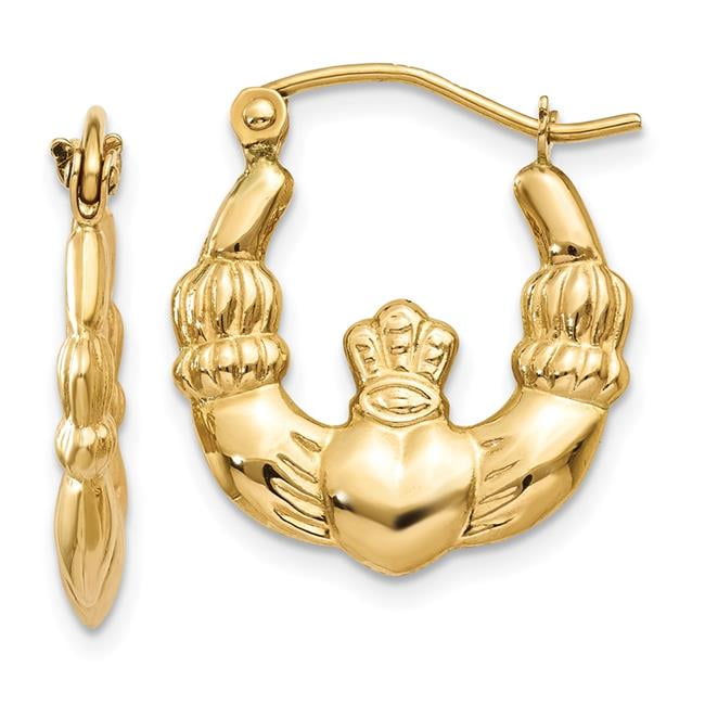 Boucles D'oreilles Créoles Et Bague Claddagh – Parure Argent Plaqué Or Rose, Neuve Avec étiquettes