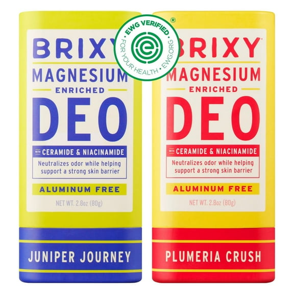 BRIXY Magnesium Deodorant, Odor Control With Ceramide & Niacinamide For Skin Health, Aluminum Free, Baking Soda Free, EWG VERIFIED, Sensitive Skin Deodorant, Vegan, Plastic Free, Light Scent (2 Pack)
