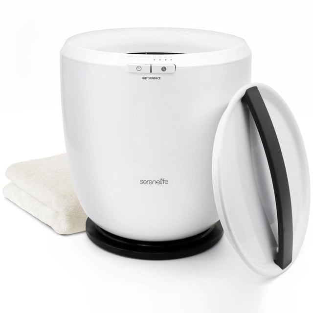 SereneLife Cubo Calentador de Toallas para Mostrador - con Fragancia Personalizada para Spa y Baño Calentador de Toallas de Lujo Apagado Automático Se Adapta a 1 Toalla Grande Albornoz PJs (Negro)