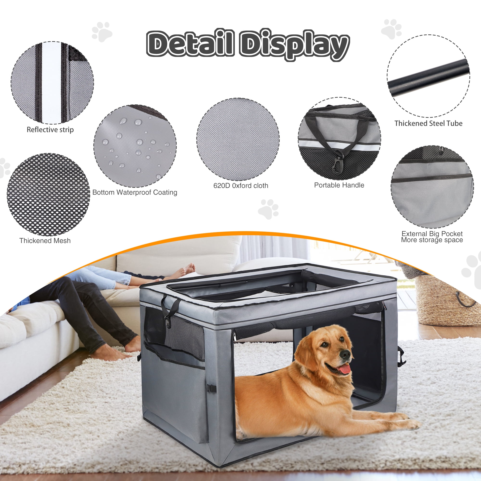 Zukka Pet Portable Kennel for Dogs,Durable Soft-Sided Travel