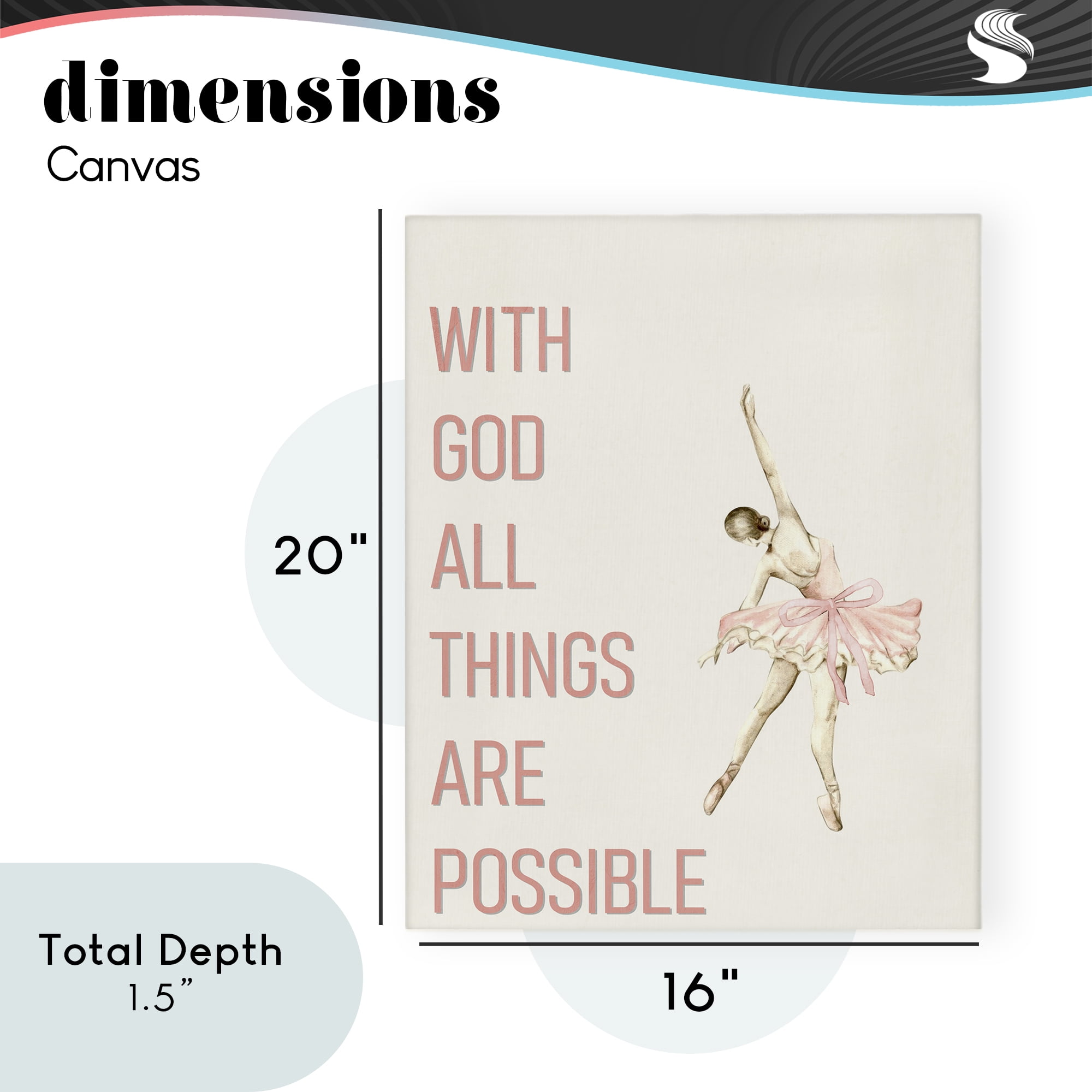 All Things Possible Ballerina Canvas Wall Art, design by Kim Allen