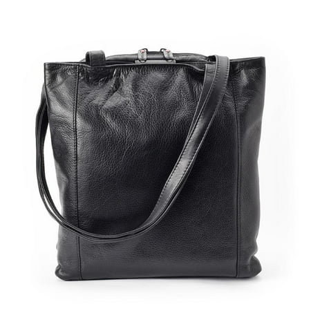 Winn International Leather Tote Bag Handbag with Three Compartments