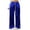 Blue, variant on Womens Casual Loose Satin Pants Elastic Waist Straight Wide Leg Street Travel Pants with Pockets