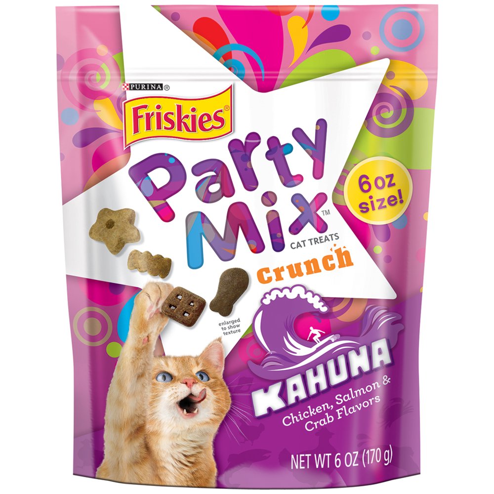 Friskies Cat Treats, Party Mix Kahuna Crunch, 6 oz. Pouch
