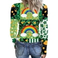 thumbnail image 6 of ASDFVBKG St Patrick's Day Tops for Women Fashion Crew Neck Basic Long Sleeve Slim Fitted Tops Ribbed Knit St Patrick's Day Lucky Shamrock Soft Pullover Tops Multicolor M, 6 of 6