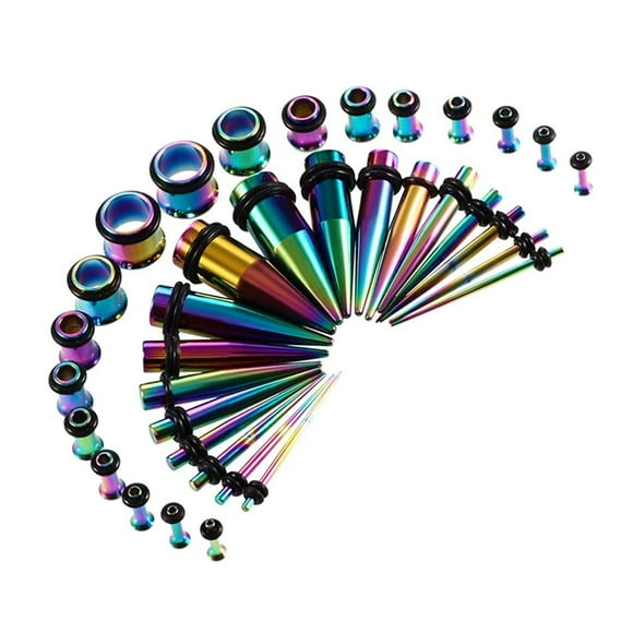 Mightlink 36Pcs Ear Stretching Tapers Kit Stainless Steel Ear Gauges Body Piercing Jewellery