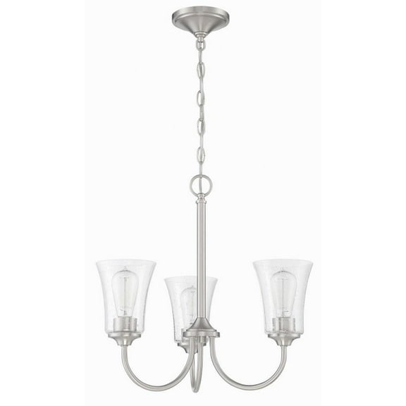 Three Light Chandelier in Traditional Style 20 inches Wide By 18.5 inches High-Brushed Polished Nickel Finish-Clear Seeded Glass Color Bailey Street
